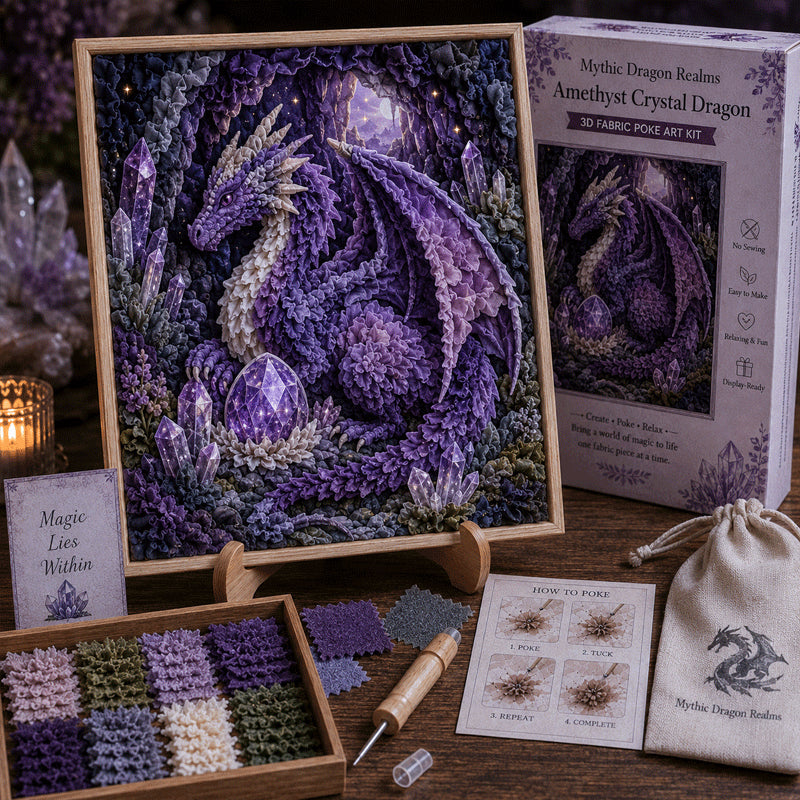 🐉✨ Mythic Dragon Realms 3D Fabric Poke Art Kit🔥