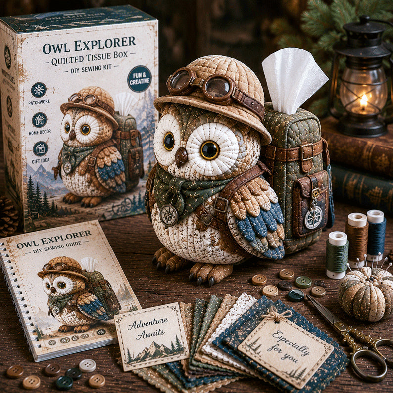 🔥Last Day 60% OFF🦉Wise Owl Quilted Tissue Box DIY Sewing Kit