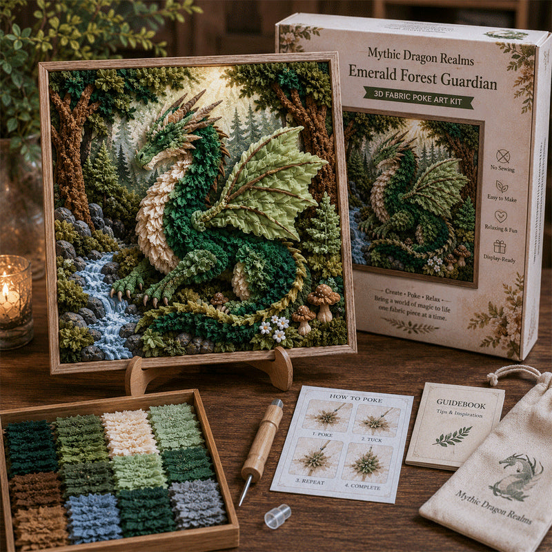 🐉✨ Mythic Dragon Realms 3D Fabric Poke Art Kit🔥