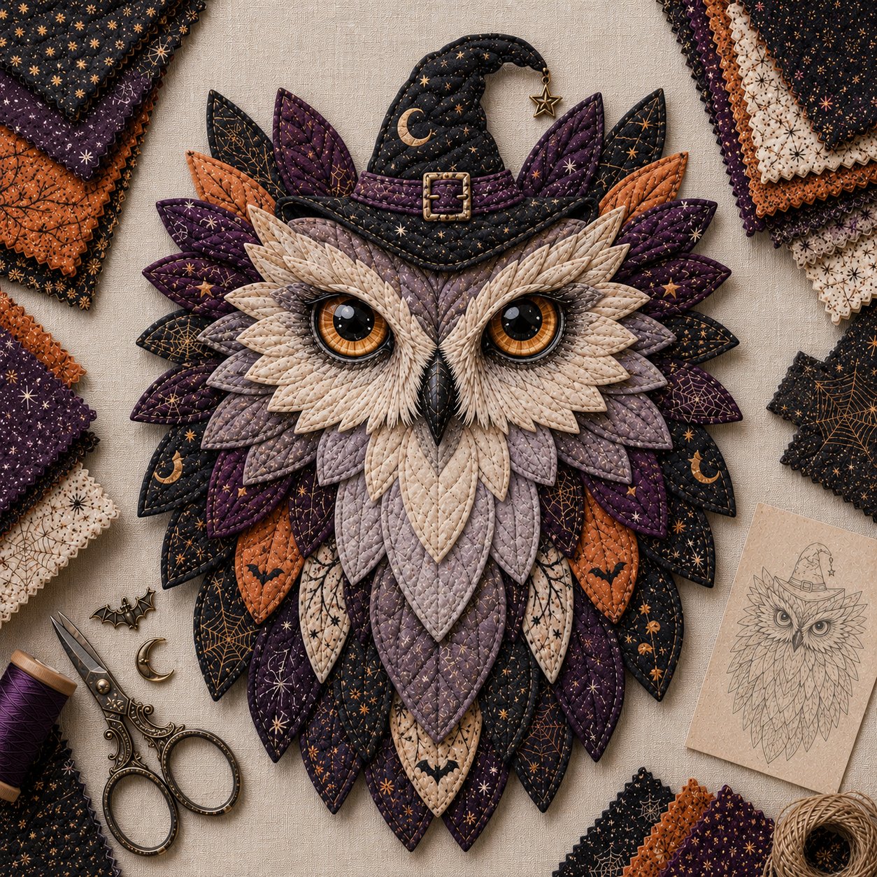 🔥Last Day 49% Off - 🦉 Layered Fabric Owl Wall Art Diy Kit