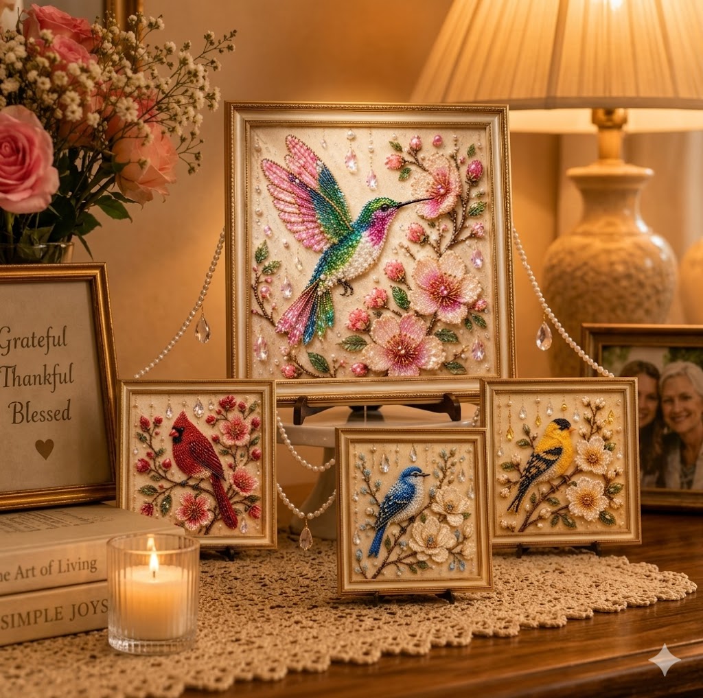 Luxury Bird Pearl Art DIY Kit for Elegant Home Decor, Relaxing Handcraft Projects and Gift‐Ready Wall Art