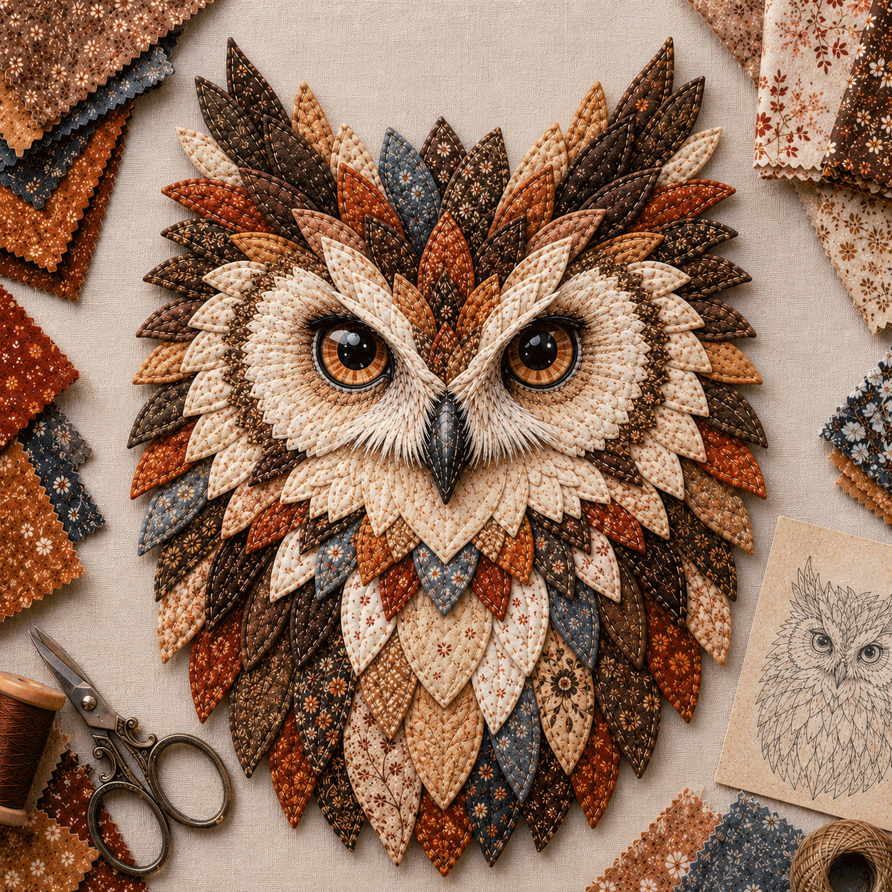 🔥Last Day 49% Off - 🦉 Layered Fabric Owl Wall Art Diy Kit