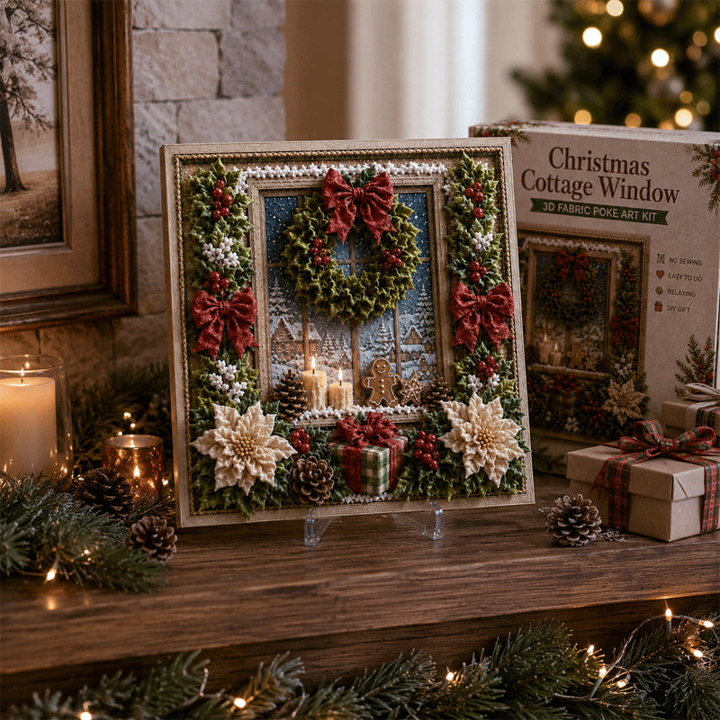 🔥🎁 3D Christmas Fabric Poke Art Kit 🔥50% Off Last Day🔥3D Christmas Fabric Poke Art Kit , No-Sew Holiday Craft Kit with Pre-Cut Fabric Squares, Poking Tool and Display Stand, Cardinal Tree Deer Dove Snowman Winter Décor Gift for Women