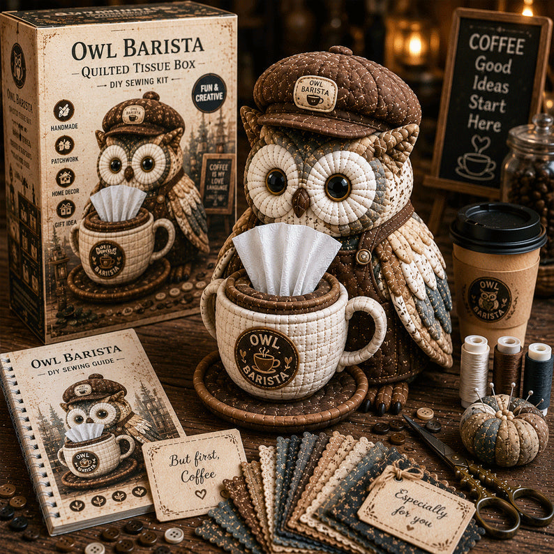 🔥Last Day 60% OFF🦉Wise Owl Quilted Tissue Box DIY Sewing Kit