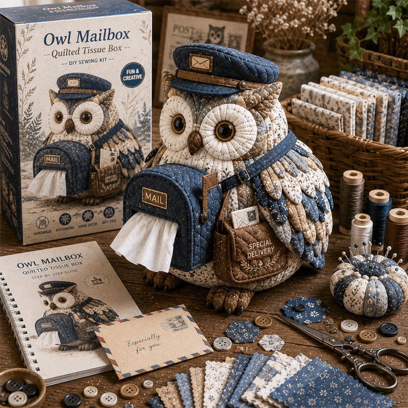 🔥Last Day 60% OFF🦉Wise Owl Quilted Tissue Box DIY Sewing Kit