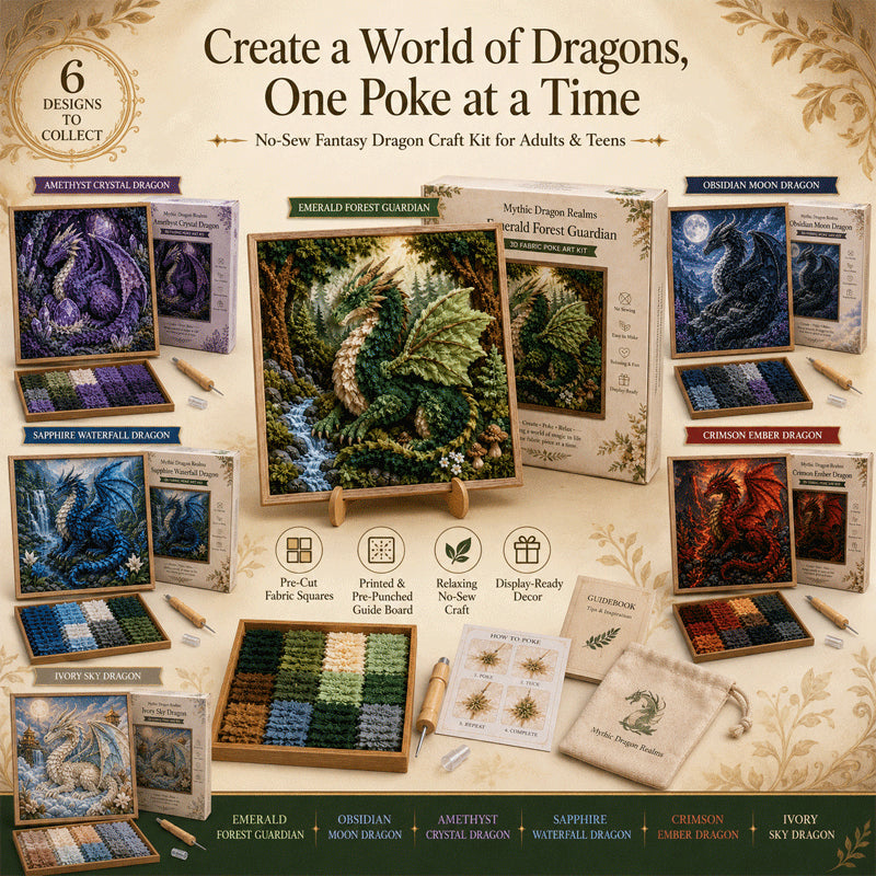 🐉✨ Mythic Dragon Realms 3D Fabric Poke Art Kit🔥