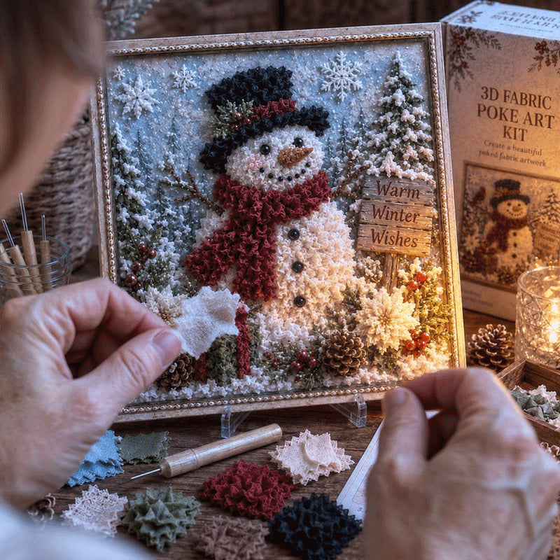 🔥🎁 3D Christmas Fabric Poke Art Kit 🔥50% Off Last Day🔥3D Christmas Fabric Poke Art Kit , No-Sew Holiday Craft Kit with Pre-Cut Fabric Squares, Poking Tool and Display Stand, Cardinal Tree Deer Dove Snowman Winter Décor Gift for Women