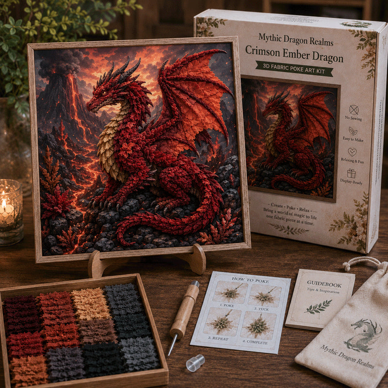 🐉✨ Mythic Dragon Realms 3D Fabric Poke Art Kit🔥