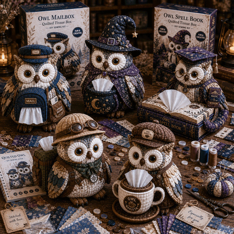 🔥Last Day 60% OFF🦉Wise Owl Quilted Tissue Box DIY Sewing Kit