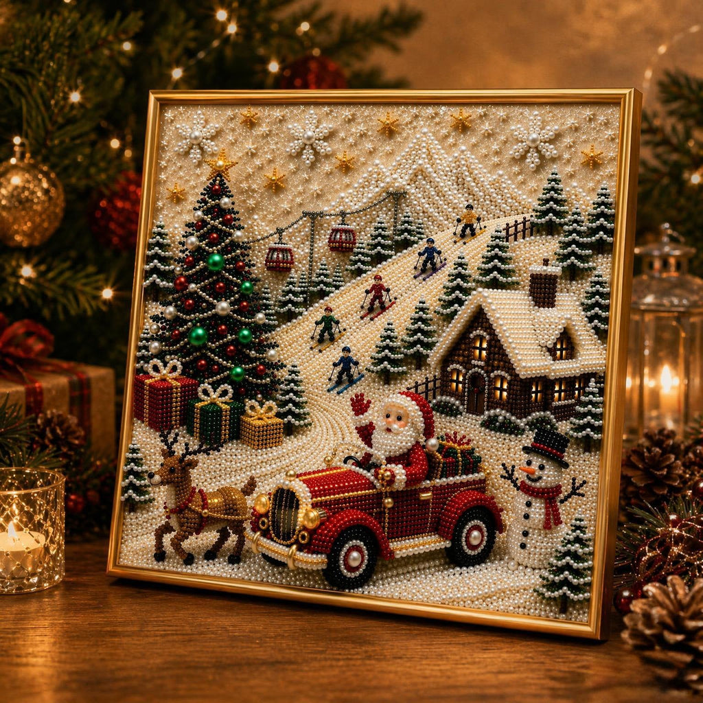 🧘Relaxing & Beginner-Friendly-🎄🎅 Premium 3D Pearl Christmas Wall Art Kit