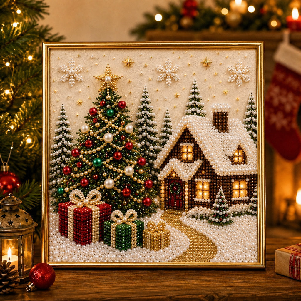 🧘Relaxing & Beginner-Friendly-🎄🎅 Premium 3D Pearl Christmas Wall Art Kit